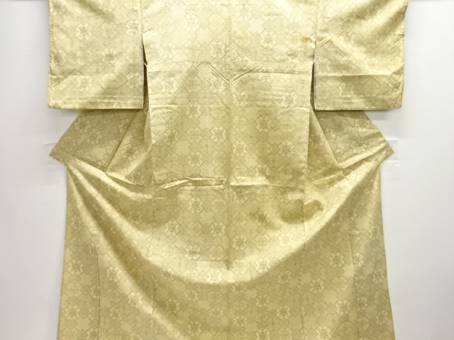 JAPANESE KIMONO / ANTIQUE HITOE KIMONO / SILK / TSUMUGI / WOVEN GEOMETRIC